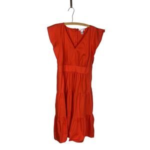 London Times Red Tiered Midi Dress Size 8 Cottagecore Wedding Guest